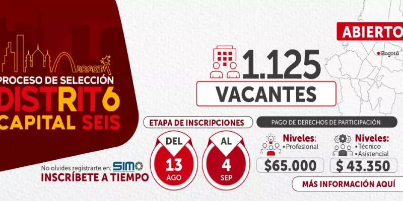 Hay 1.125 vacantes para trabajar como servidor público en Bogotá